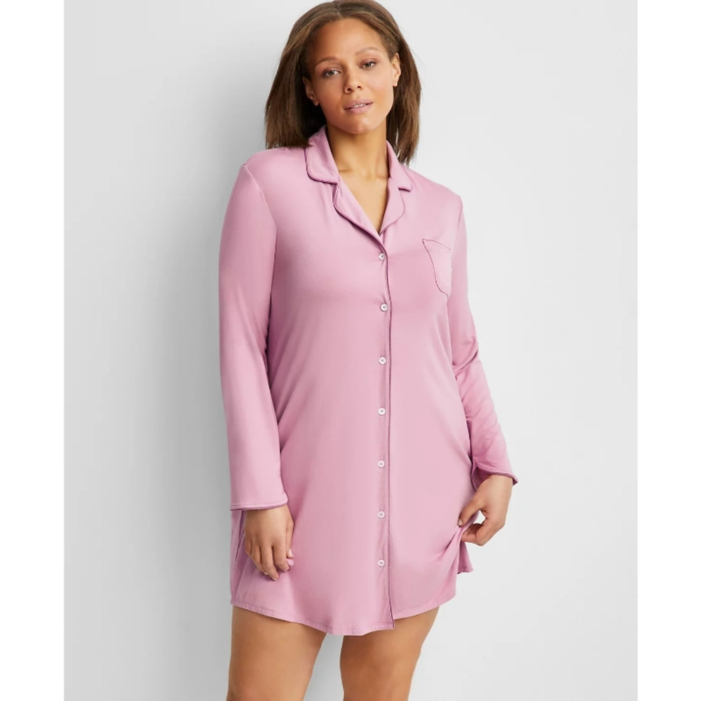 State of Day XL Purple Button-Down Super Soft Long-Sleeved Sleepshirt NWT